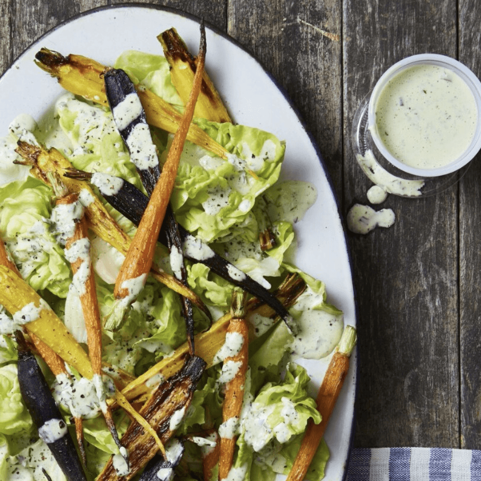 Green goddess lettuce mix and carrot salad