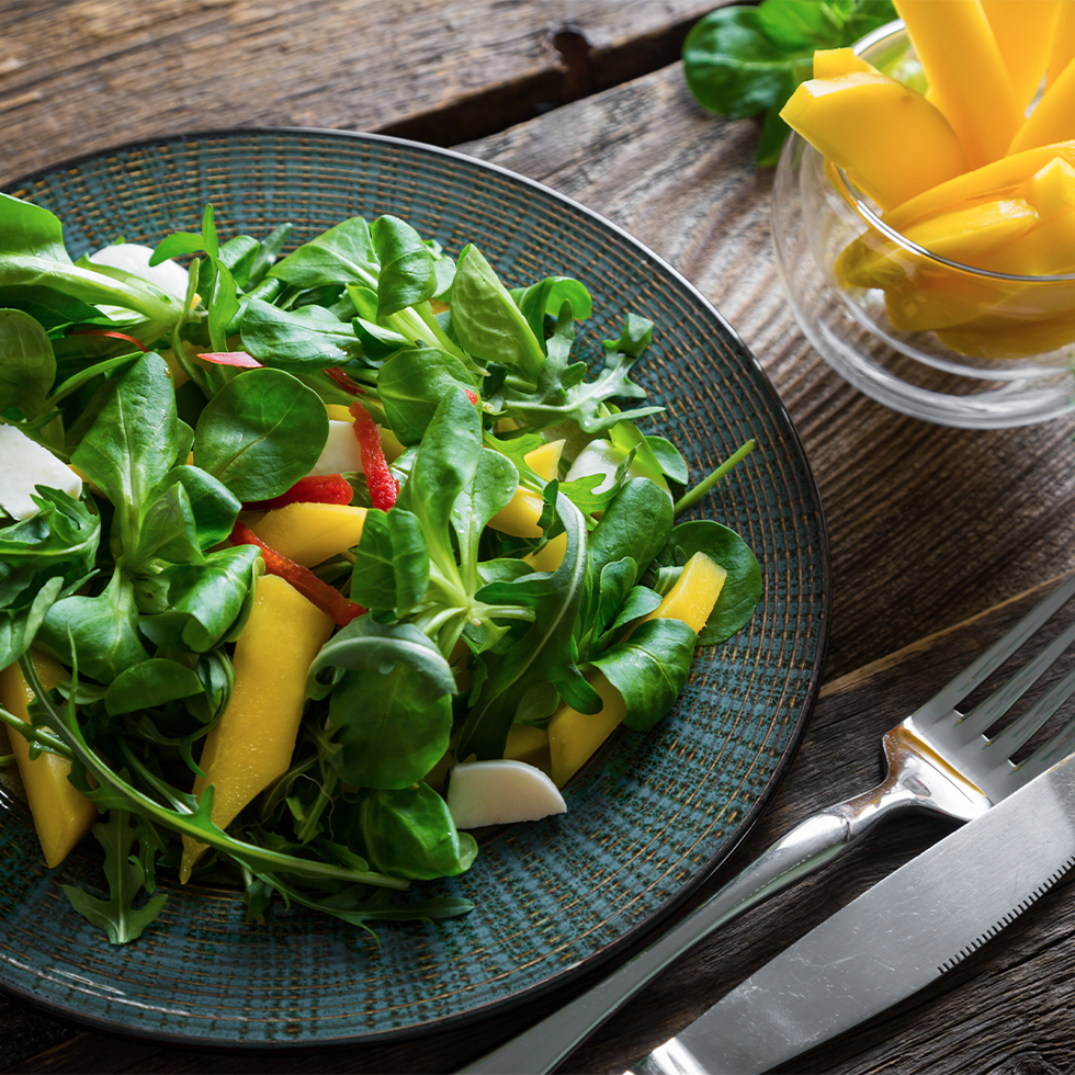 Salad Greens with Mango-Basil Vinaigrette