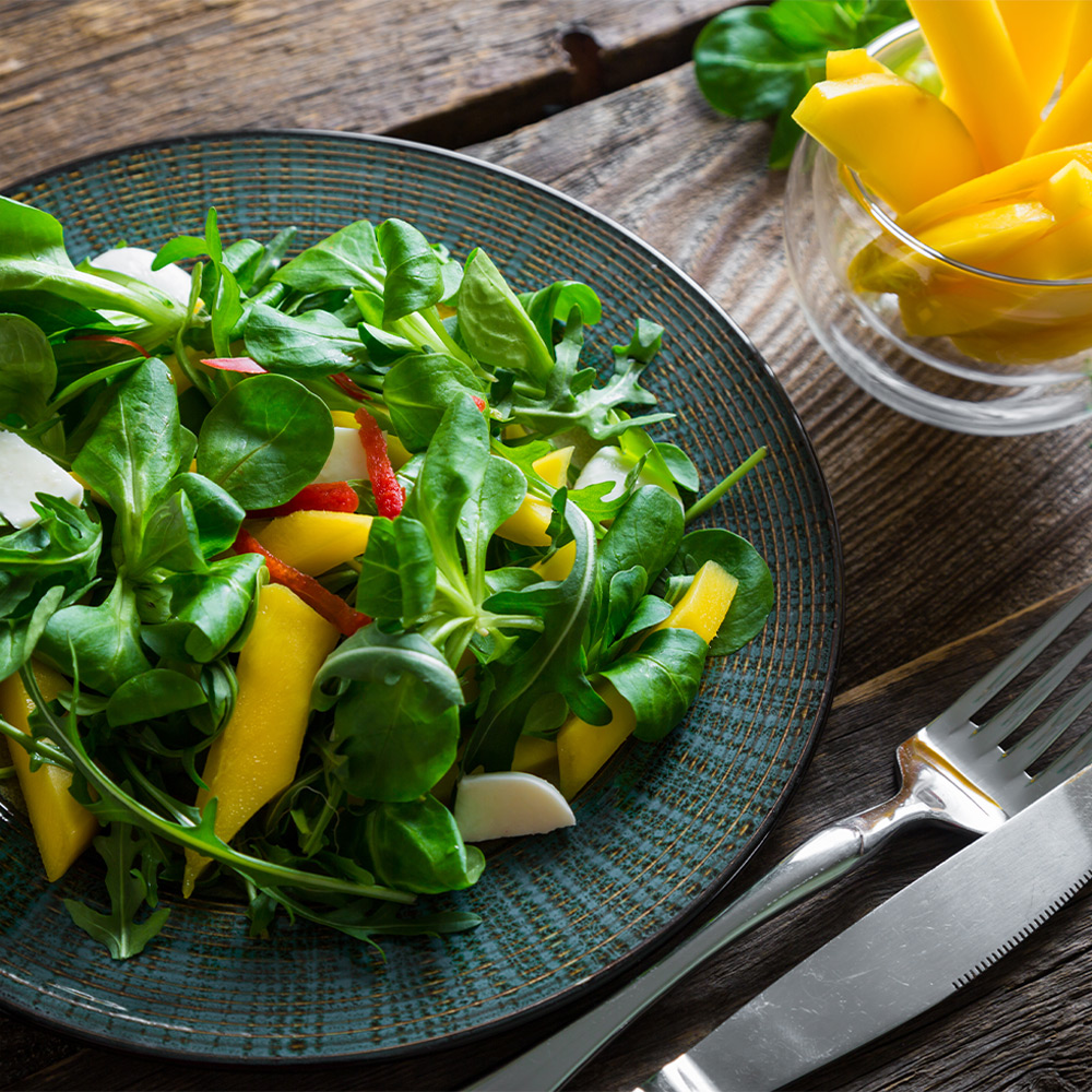 Salad Greens with Mango-Basil Vinaigrette