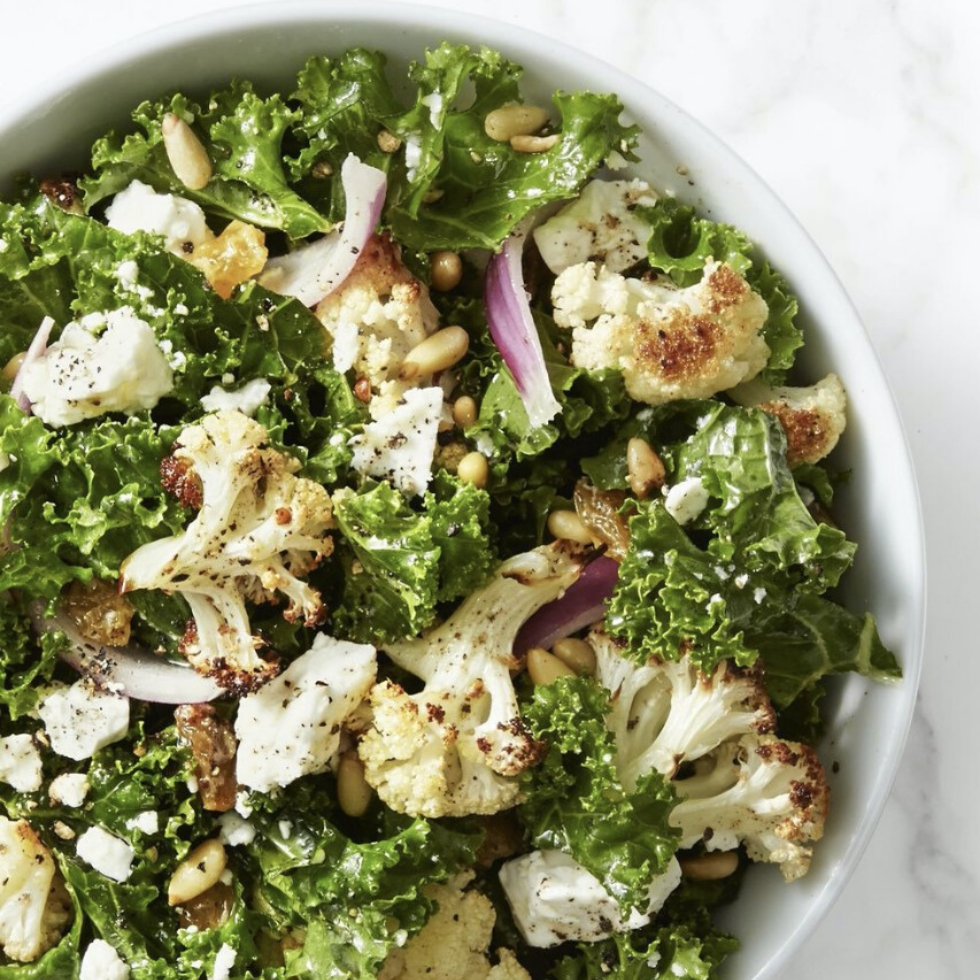 Kale and roasted cauliflower salad
